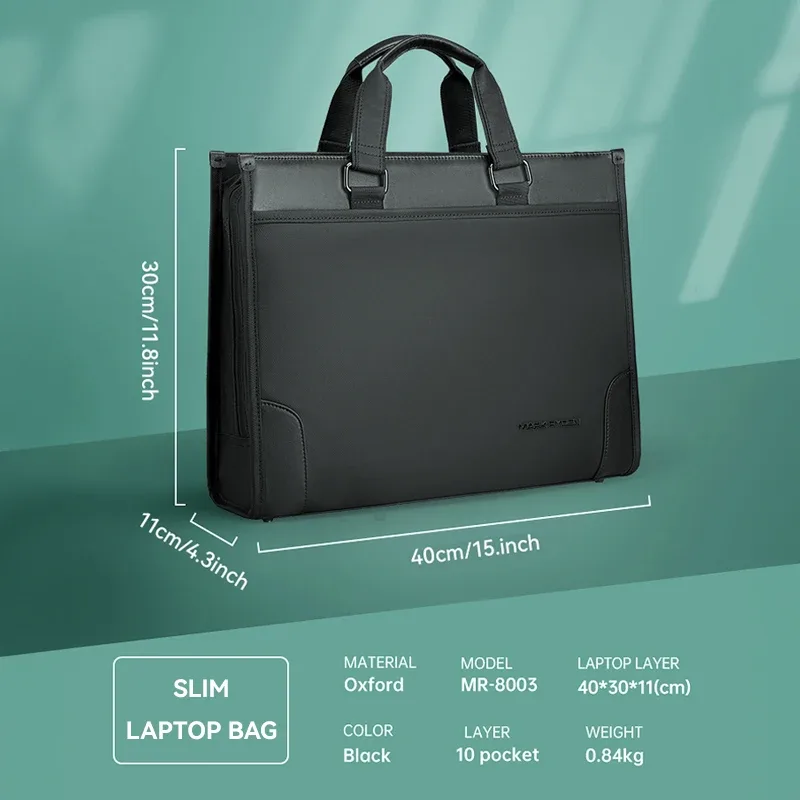 mark ryden sleek business briefcase sac pour ordinateur portable de 15,6 pouces résistant à l'eau avec fermeture éclair ykk