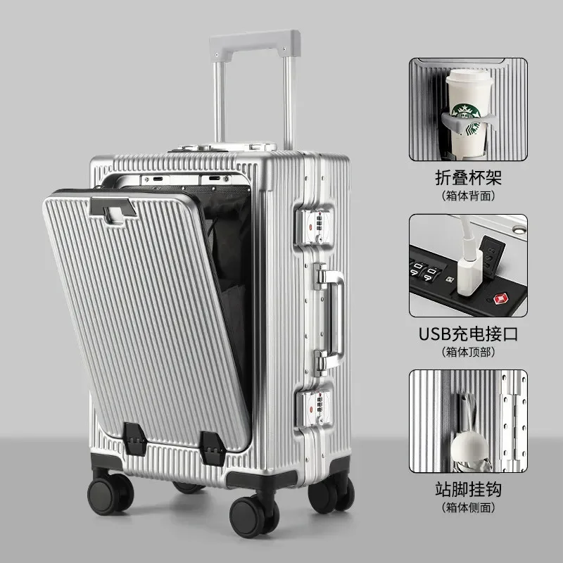 nouvelle valise de voyage d'affaires multifonctionnelle 2026 à ouverture frontale, robuste pour l'embarquement des passagers