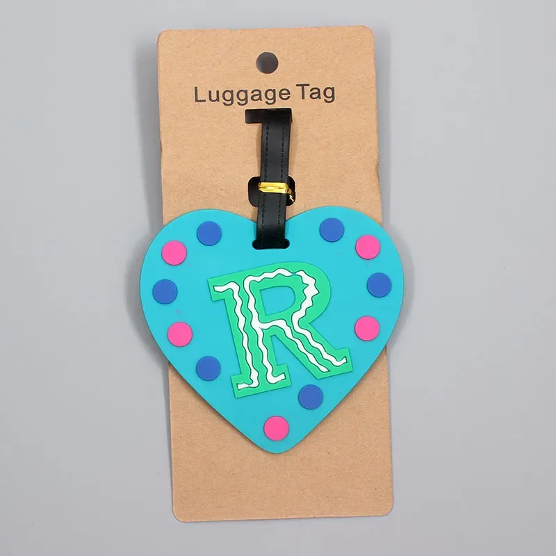 étiquette d'accessoires de voyage pour bagages, 26 lettres mignonnes, en gel de silice, support d'identification pour valise, étiquette d'embarquement pour bagages, portable, nouveauté