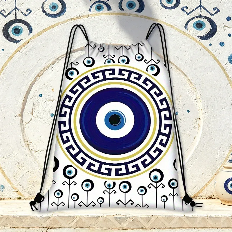 sac à dos léger à cordon de serrage mystic blue eye, 1 pièce, pour la gym, les festivals, les voyages, l'école, unisexe
