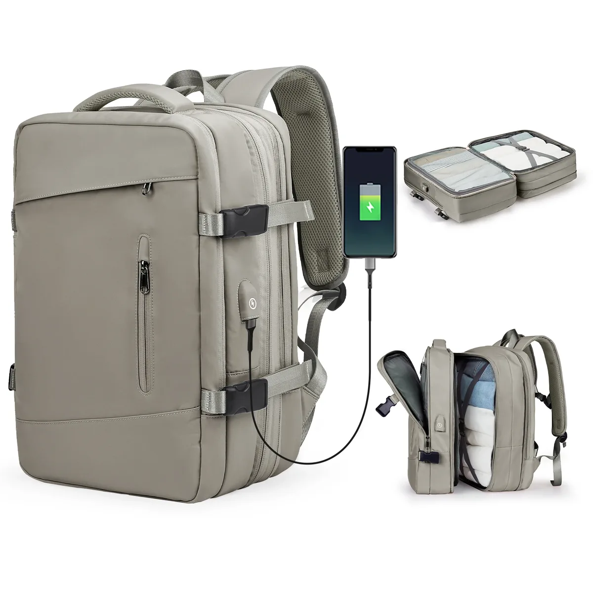 sac à dos de voyage pour ordinateur portable, sac à dos de transport extensible extra large de 25 à 40 l pour femmes et hommes, sacs à dos pour ordinateur portable résistants à l'eau