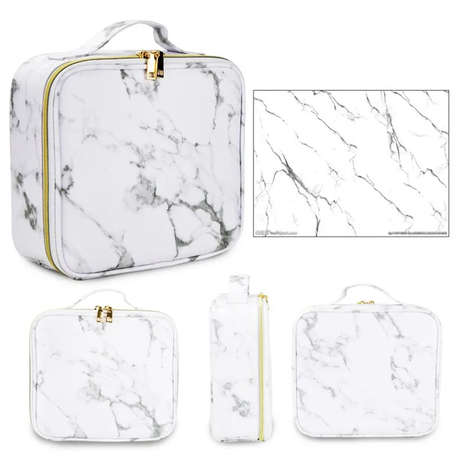 sac de rangement cosmétique professionnel en pu imperméable, sac à main de maquillage, sac de voyage, trousse de maquillage, bureau d'évaluation, marbre
