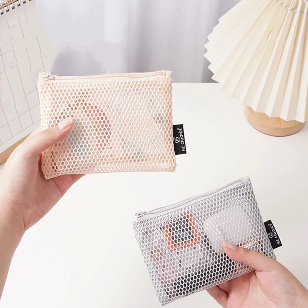 Pochette en maille pour sac à main, trousse de maquillage avec fermeture éclair, pochette de rangement pour cosmétiques, pour le quotidien ou les voyages, pour ranger les petits objets, 4 pièces