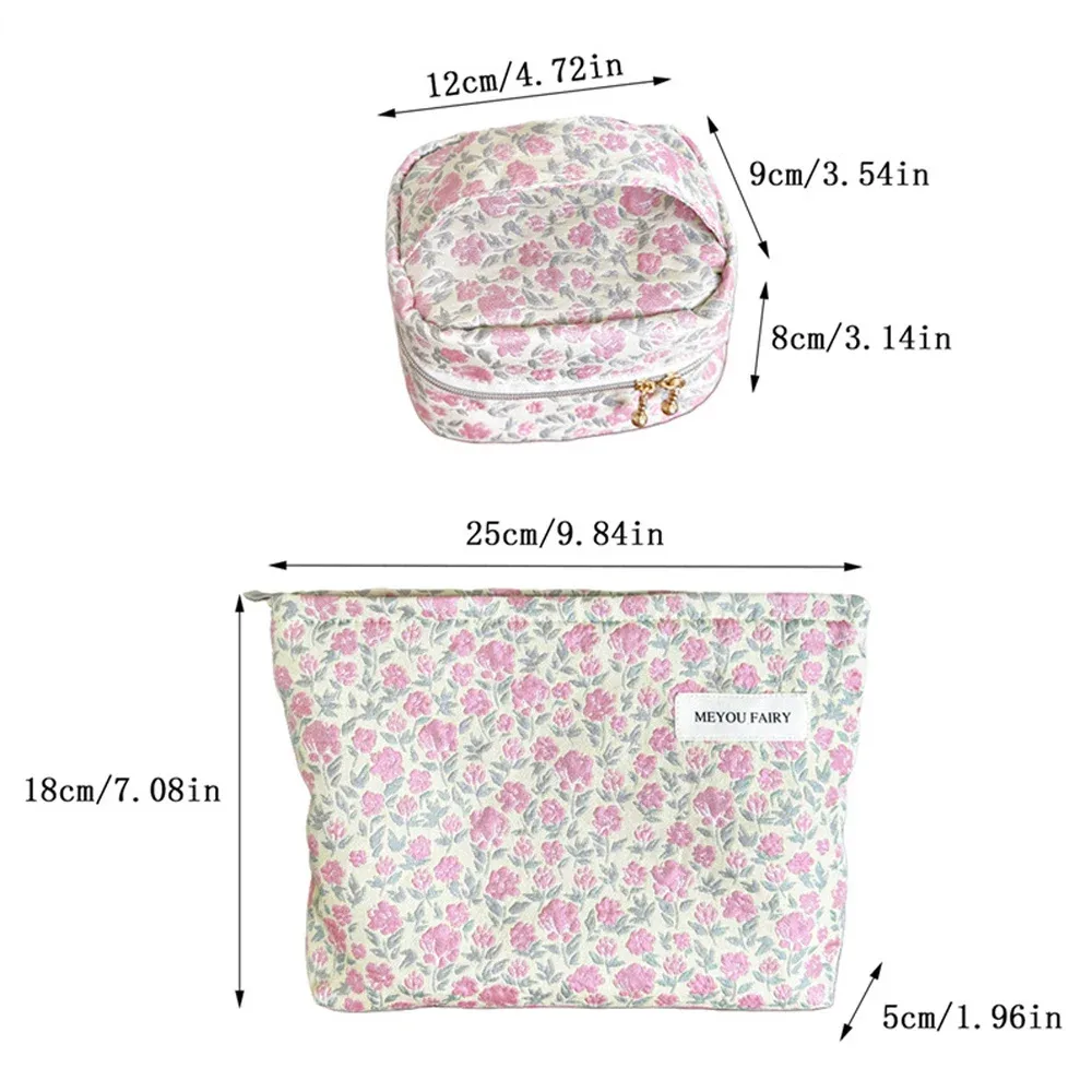 ensemble de 2 trousses de toilette à motif floral rose, trousse de rangement cosmétique portable, pochette de voyage à fermeture éclair, trousse de maquillage skincar, fête des mères