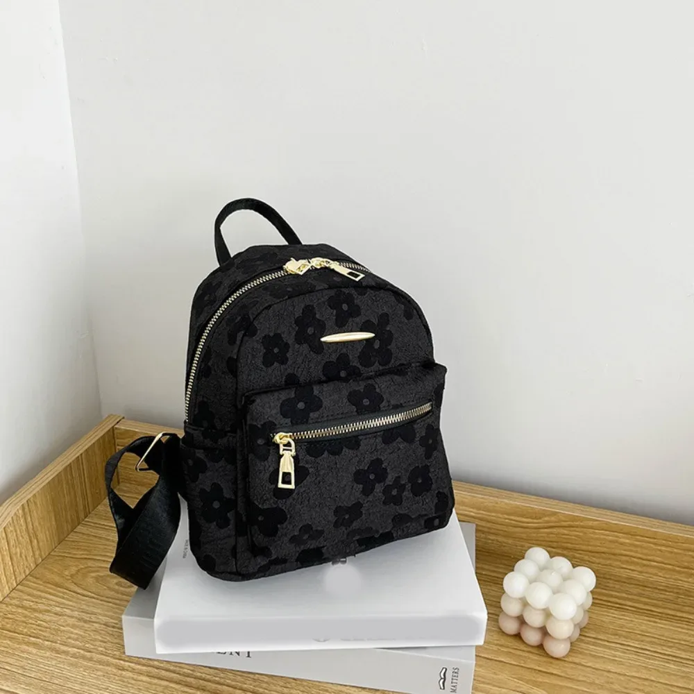 sac à dos mignon en toile à motif floral, sac à bandoulière en cuir pu à motif floral, grande capacité, style coréen, sac d'école pour étudiants, voyage