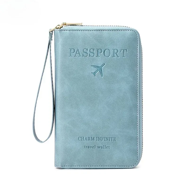portefeuille de voyage multifonctionnel avec porte-passeport, dragonne, étui zippé pour cartes de crédit et organiseur de billets