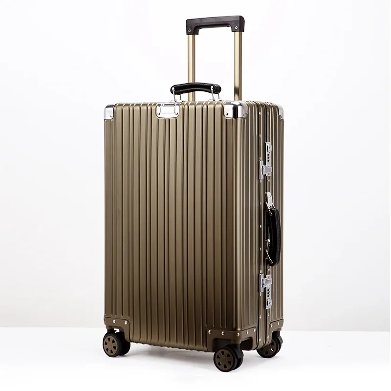 valise de voyage en alliage d'aluminium-magnésium de haute qualité, bagage à roulettes 20/24/26/29'', valise rétro à roulettes, bagage à main pour l'embarquement