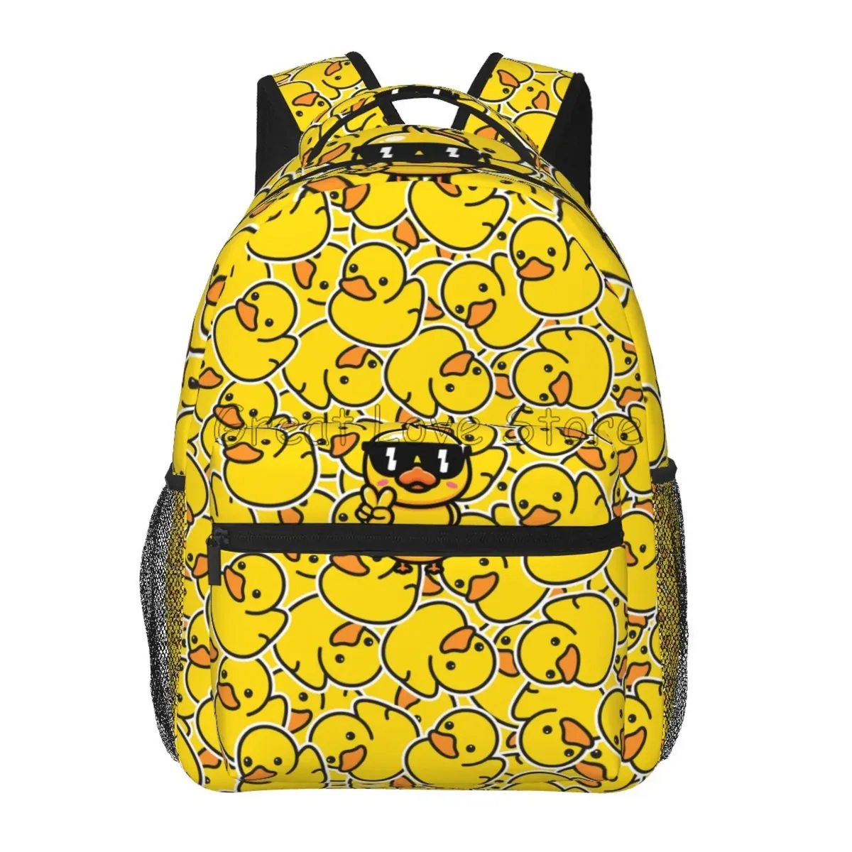 sac à dos en caoutchouc imprimé canards de dessin animé pour ordinateur portable, mignon canards jaunes, sacs à dos de voyage de grande capacité, sac à bandoulière pour étudiant, sac à livres d'école