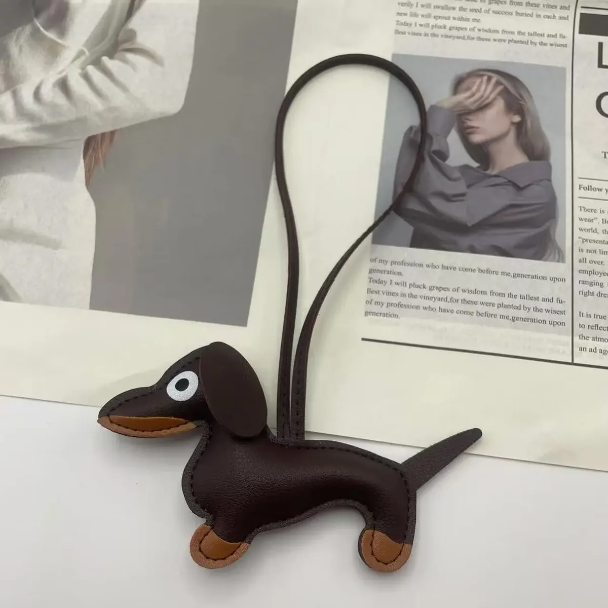 mini porte-clés en cuir pu en forme de chien teckel, décoration de sac à main, breloque pour sac à dos, cadeau pour hommes et femmes