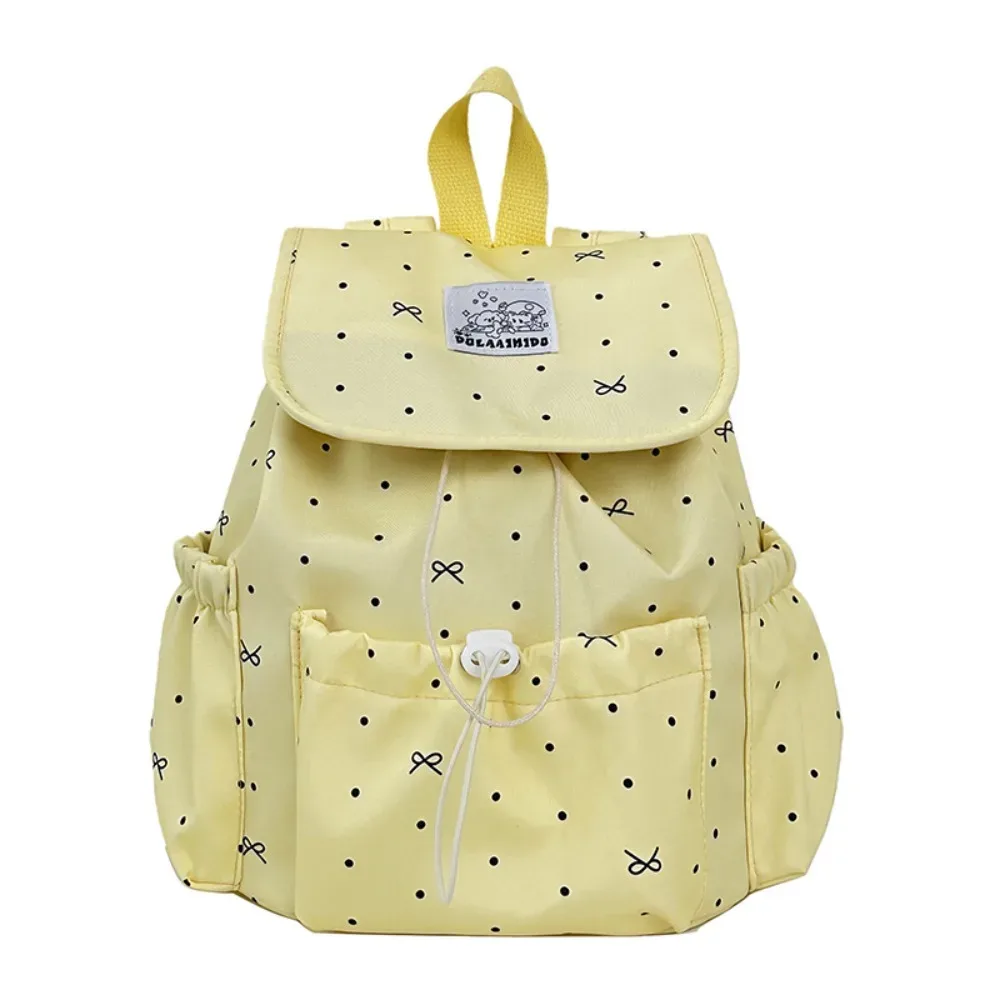 sac à dos de style japonais pour femmes, motif à pois, fermeture à cordon, sac à dos de grande capacité, sac de style preppy