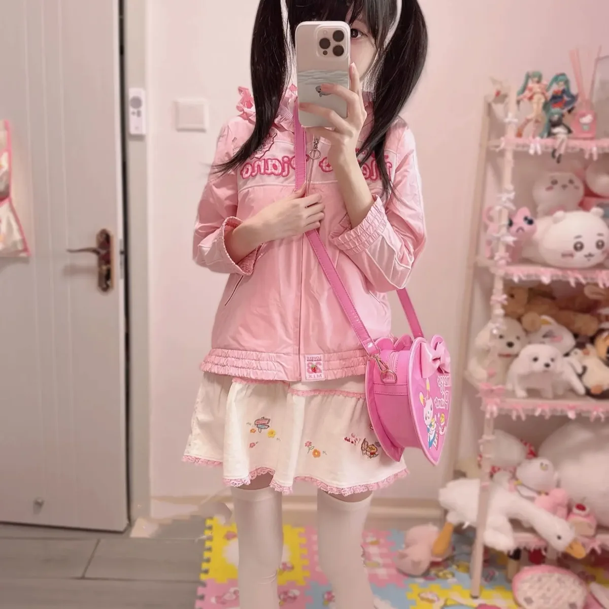 sac bandoulière grande capacité pour femme, style lolita japonaise, jojifuku, y2k, esthétique mignonne, motif dessin animé, mp