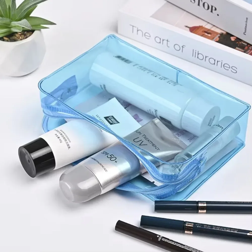 trousse de toilette en msi transparente en pvc colorée, sac de voyage, grande capacité, poudres de maquillage, évaluation cosmétique