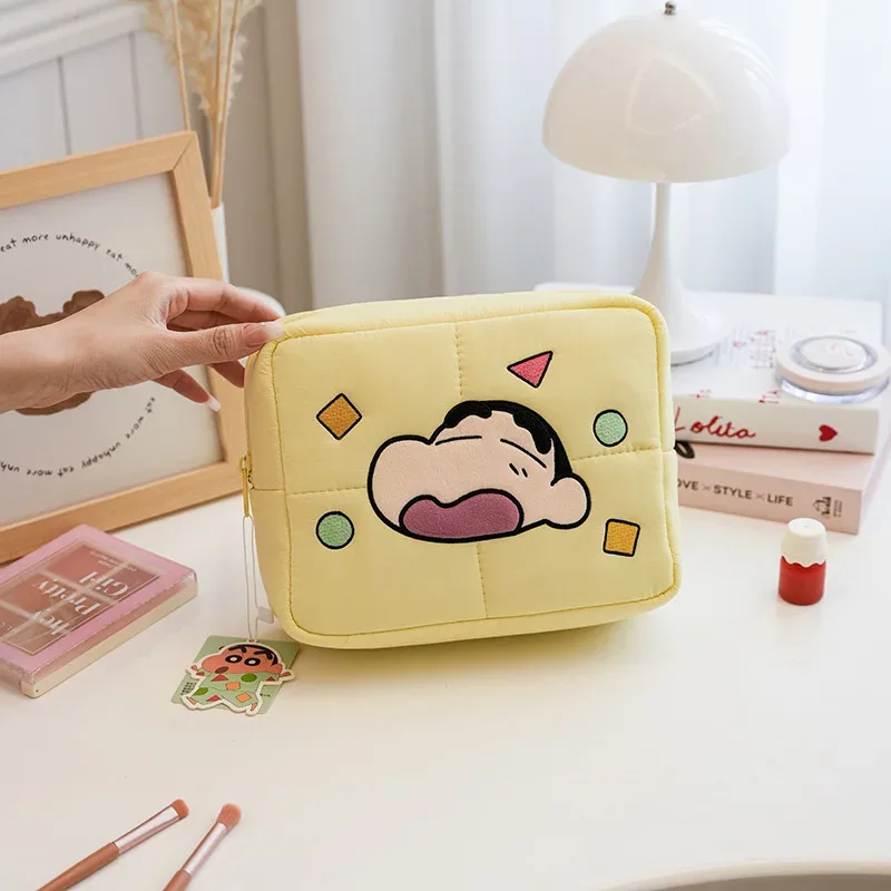 crayon shin-chan organisateur cosmétique dessin animé vers le bas sac de maquillage grande capacité mignon portable sac de rangement de voyage kawaii étui de maquillage