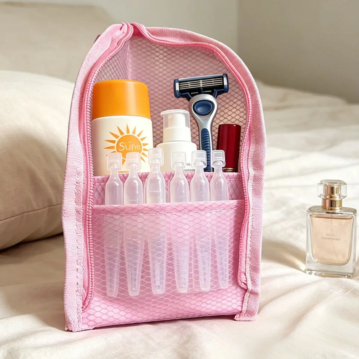 trousse de toilette en maille respirante à séchage rapide, étui à brosse à dents, organisateur de cosmétiques anti-moisissure pour voyage, dortoir universitaire, salle de sport, douche