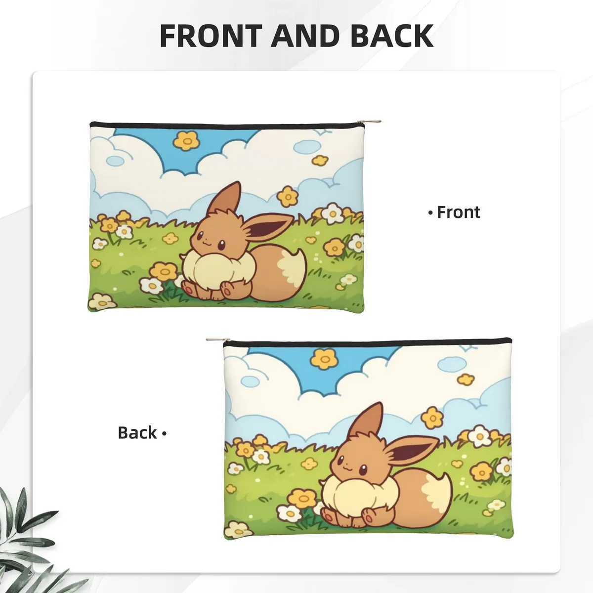 sac pliable mignon pokemon, trousse de maquillage eeveelution, trousse de toilette avec fermeture éclair, pochette cosmétique