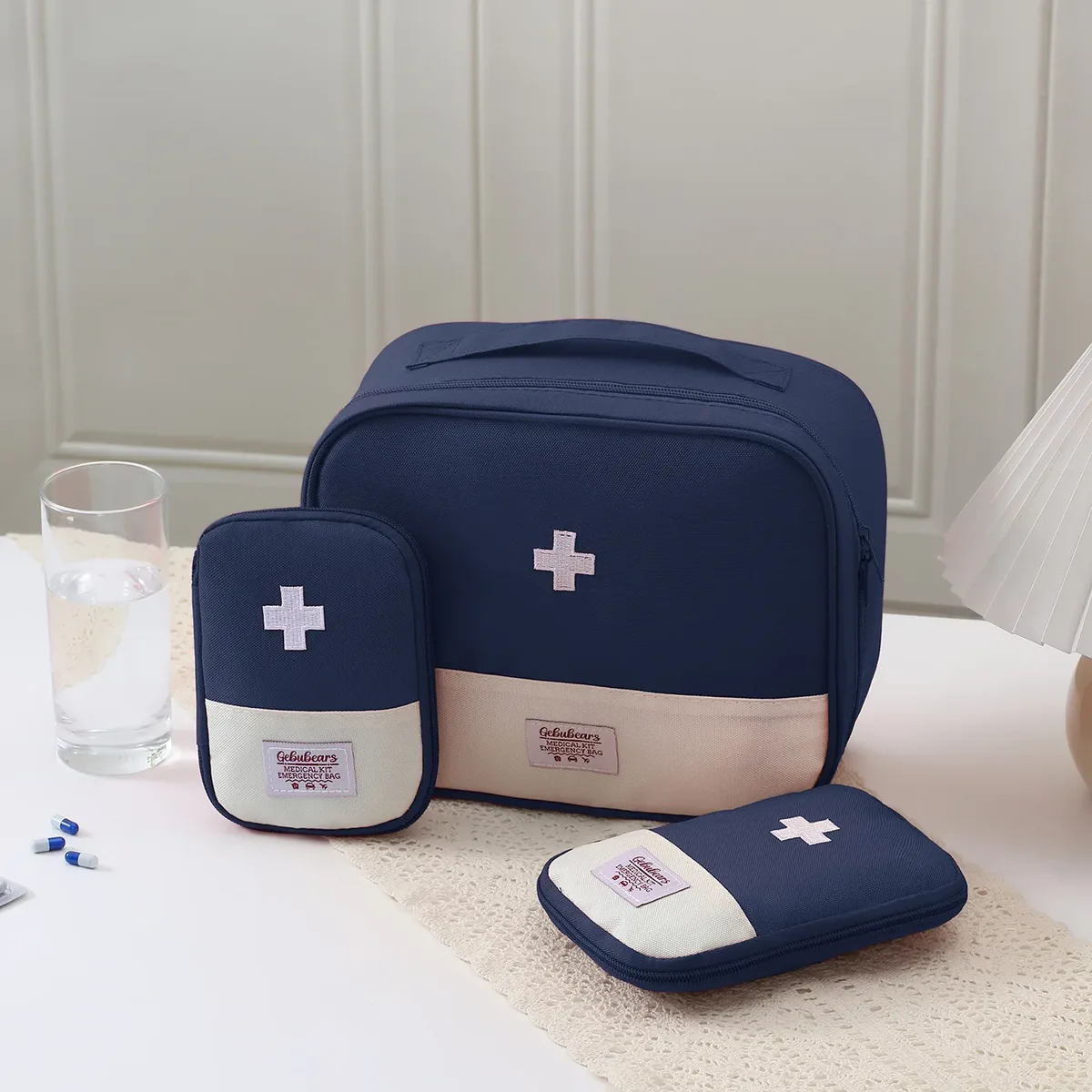 ensemble de 3 trousses de premiers secours imperméables en oxford, pochette à médicaments vide portable pour le camping, la randonnée, les voyages, la survie à domicile