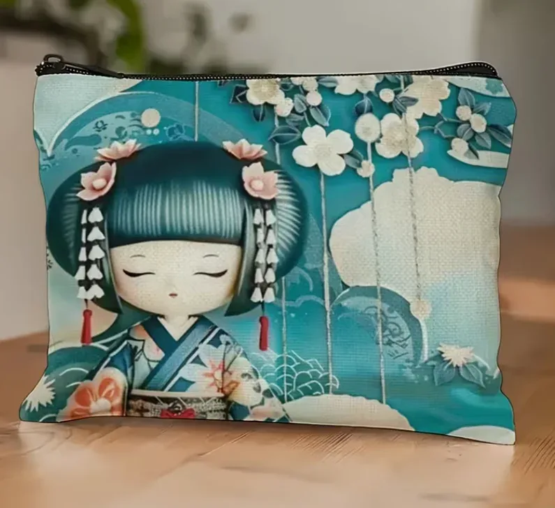 sac de maquillage rétro de style japonais avec motif geisha, sac de rangement pour les voyages, les vacances, les affaires, la remise en forme, le camping et les activités de plein air