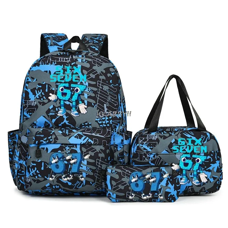 lot de 3 sacs à dos imprimés 67 six seven, style simple, légers, pour garçons et filles, sacs d'école amusants avec le numéro 67, sacs de voyage, mochilas