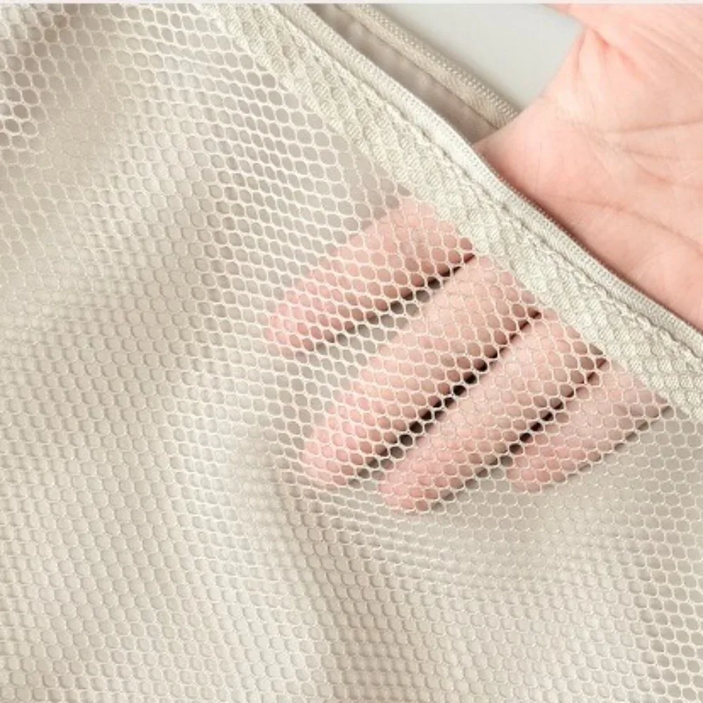 sac de rangement en maille légère, sac à cosmétiques en polyester de couleur unie, multifonctionnel avec fermeture éclair, pochette de maquillage à usage polyvalent