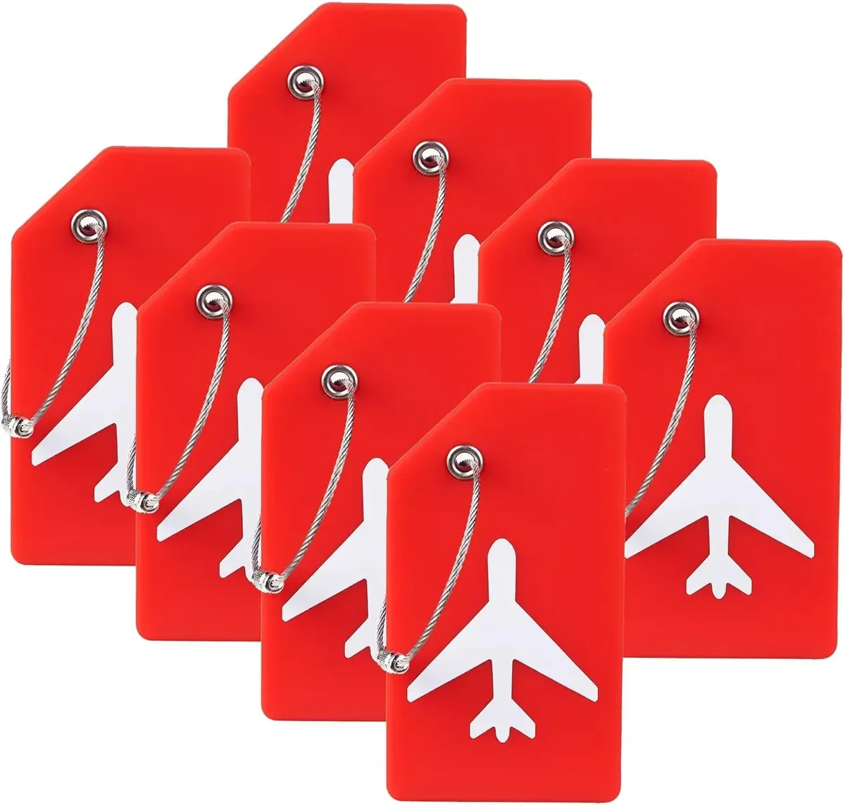 lot de 8 étiquettes de bagages en silicone de couleurs assorties avec boucles en acier inoxydable, étiquettes de valise de voyage avec protection de la confidentialité tsa