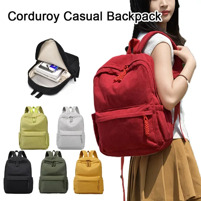 sac à dos décontracté minimaliste en velours côtelé, grande capacité, léger, durable, sac à dos pour étudiants, sac à dos de voyage de haute qualité pour les trajets quotidiens