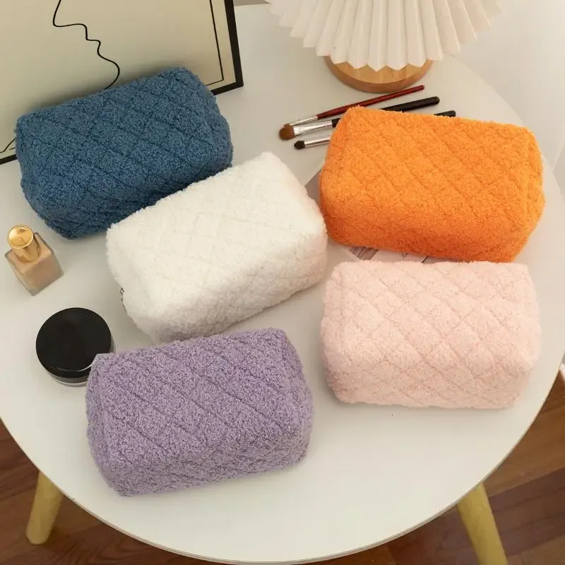 sacs de maquillage en peluche, sac de rangement de cosmétiques de voyage souple, organisateur portable, trousse à crayons