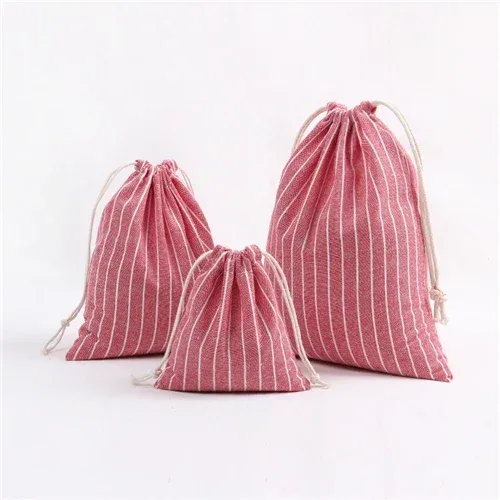 sac de rangement de poche pour paquet, sac de rangement en tissu de coton avec cordon de serrage, sacs de rangement en tissu pour serviettes cosmétiques, trousse de toilette