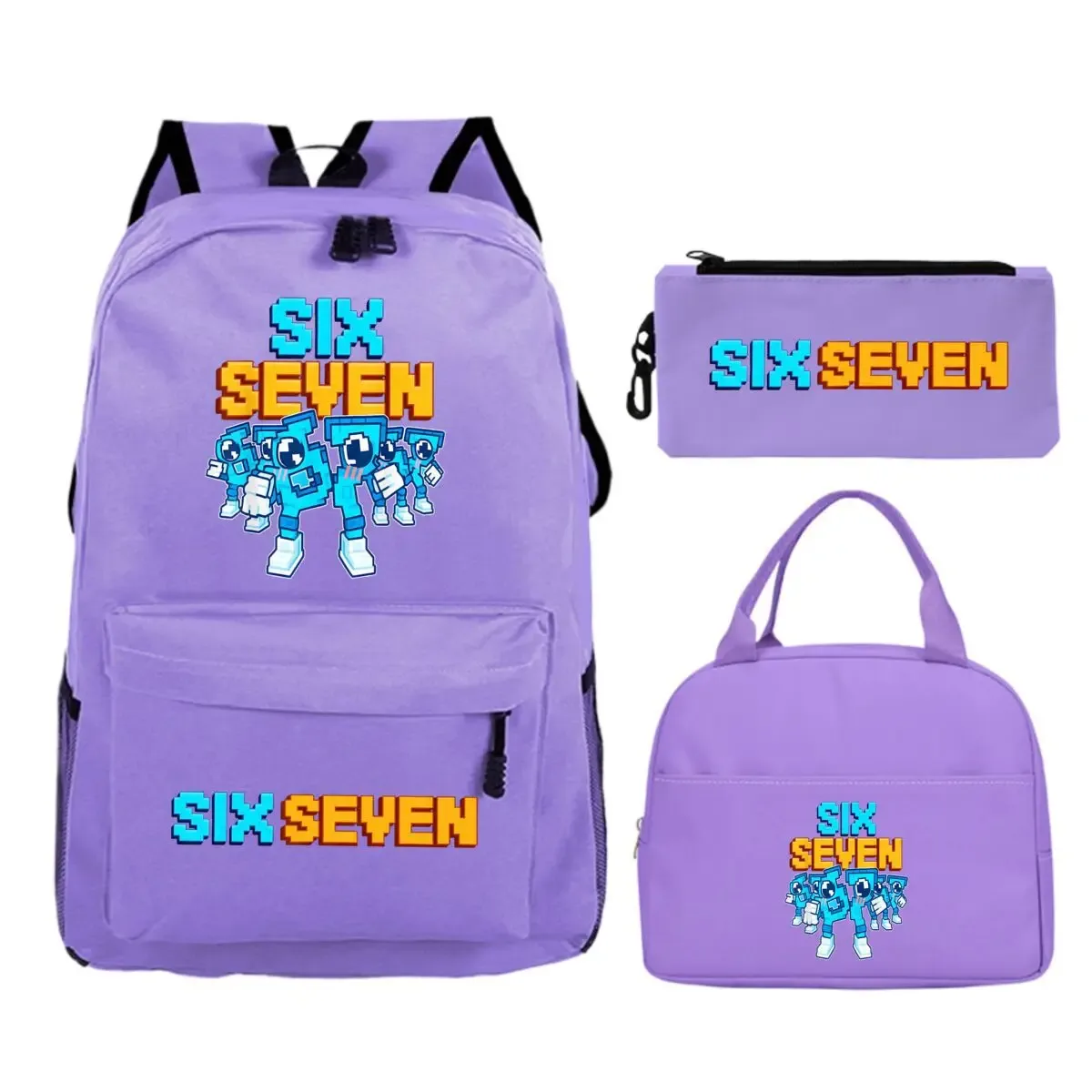 ensemble de 3 sacs d'école amusants avec impression de chiffres 67 six sept pour filles et garçons, avec boîte à lunch et trousse à crayons, sac à dos de voyage amusant 67