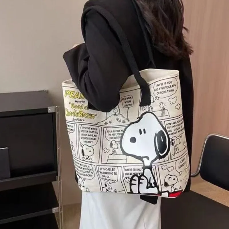 nouveau sac à main en toile kawaii snoopy, sac à bandoulière pour filles tendance, sac à main en nylon simple de grande capacité