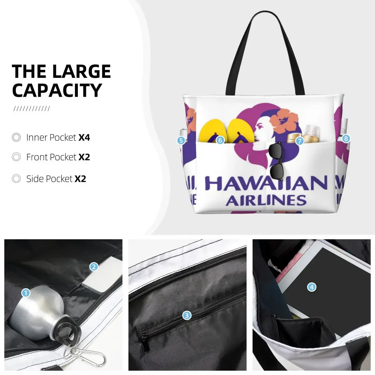 sac fourre-tout de plage et de sport pour femme, grand sac de voyage et de fitness, collection « fin de l'été du sud » de hawaiian airlines herc travel