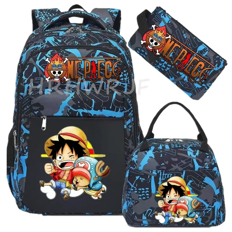 sac à dos one piece monkey d luffy 3 pièces camouflage pour adolescents, sacs d'école pour ordinateur portable, collégiens/lycéens, sacs de voyage en plein air, mochilas