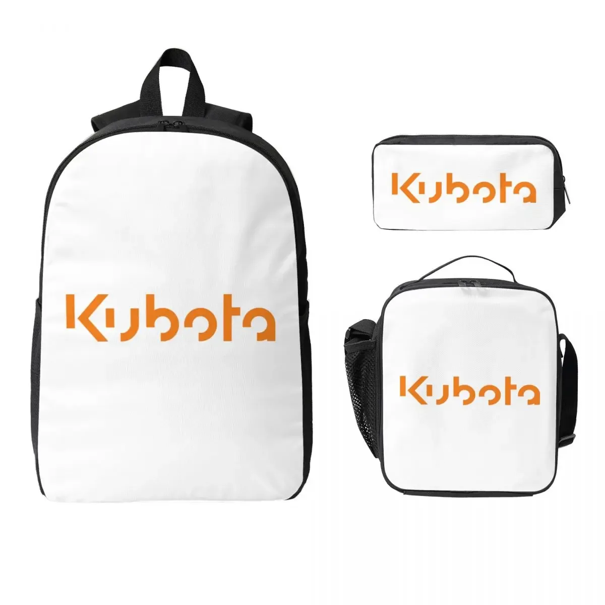 kubota tracteur sac à dos étudiant garçons filles bookbag sac d'école ordinateur sacs à bandoulière 3ps sac à déjeuner isolé trousse à crayons