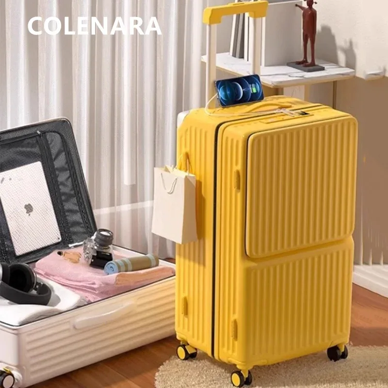 colenara usb valise de chargement ouverture avant ordinateur portable chariot étui chariot style sac de voyage 24 "26" 28 "30 pouces bagages de grande capacité