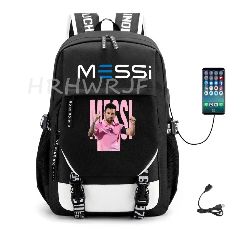 sacs à dos de sport messi imprimés, sacs d'école noirs pour garçons et filles, sacs d'école pour ordinateur portable, pour lycéens