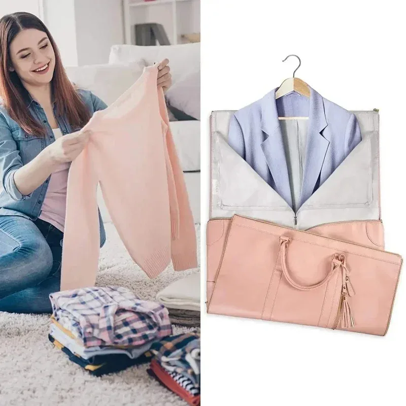 sac de voyage pliable pour femmes, sac à vêtements pratique, grand sac polochon en cuir pu, sac de voyage d'affaires pour femmes