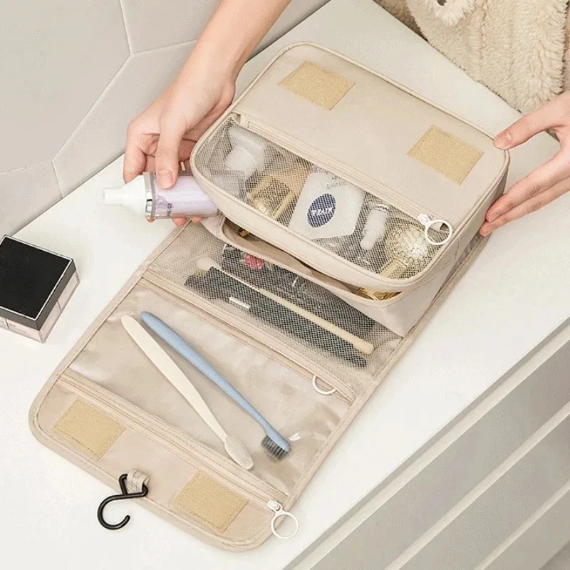 trousse de toilette de voyage imperméable de haute qualité pour femmes, organisateur de maquillage avec crochet de salle de bain, pochette de lavage, sac de rangement pour maquillage