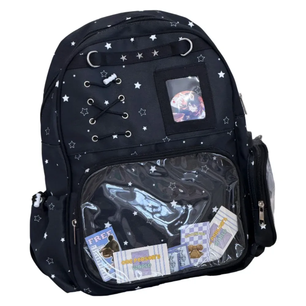 sac à dos transparent à imprimé étoiles, style lolita, itabag transparent, imprimé, avec plusieurs poches, pour usage quotidien.