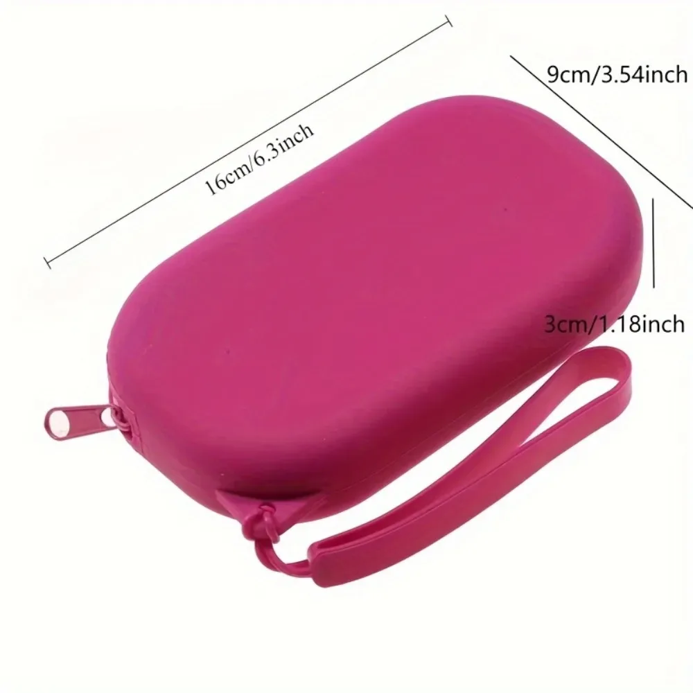 sac à cosmétiques ovale en silicone, pochette de rangement multifonctionnelle de grande capacité, sac de rangement étanche pour écouteurs, portefeuille porte-monnaie