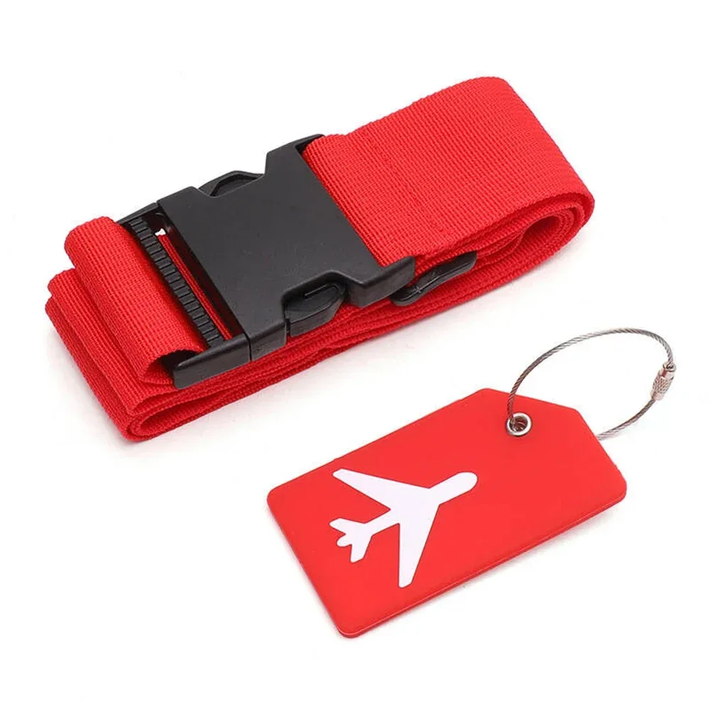 ensemble de sangles de bagages avec étiquette de bagage, plusieurs couleurs de sangles de bagage adaptées à différents types de bagages adaptées aux voyages