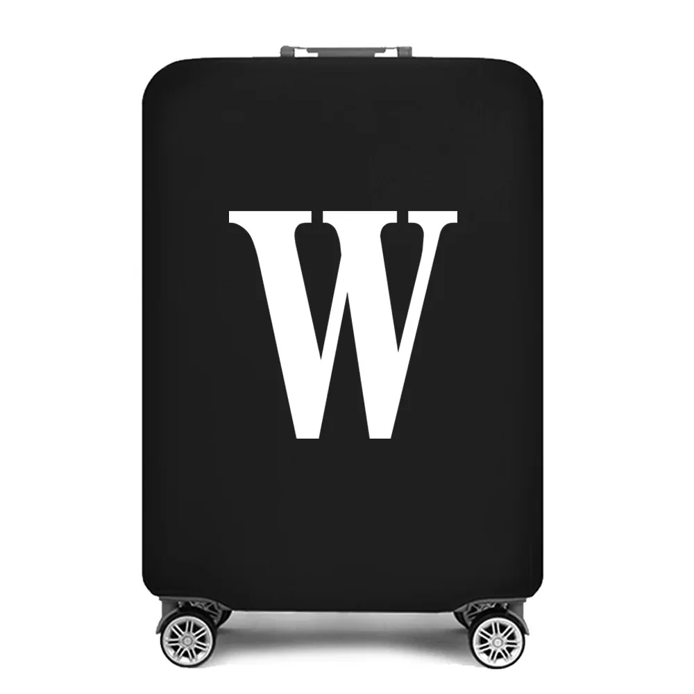 housse de protection pour bagages, housse de protection pour valise de 18 à 28 pouces, accessoires de voyage, 26 lettres blanches imprimées, housse anti-poussière élastique