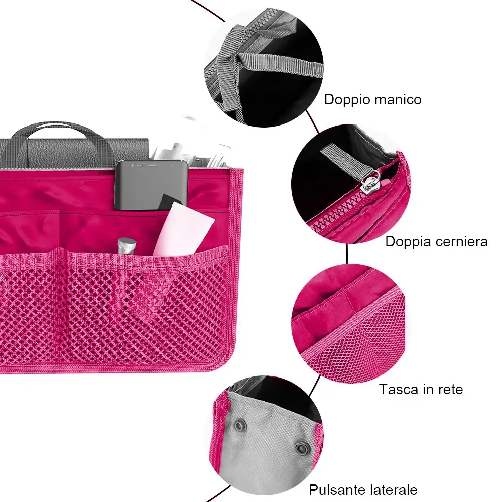 sac à main multi-poches pour organisateur de maquillage, sac à cosmétiques de grande capacité, sac à main de voyage multicolore portable