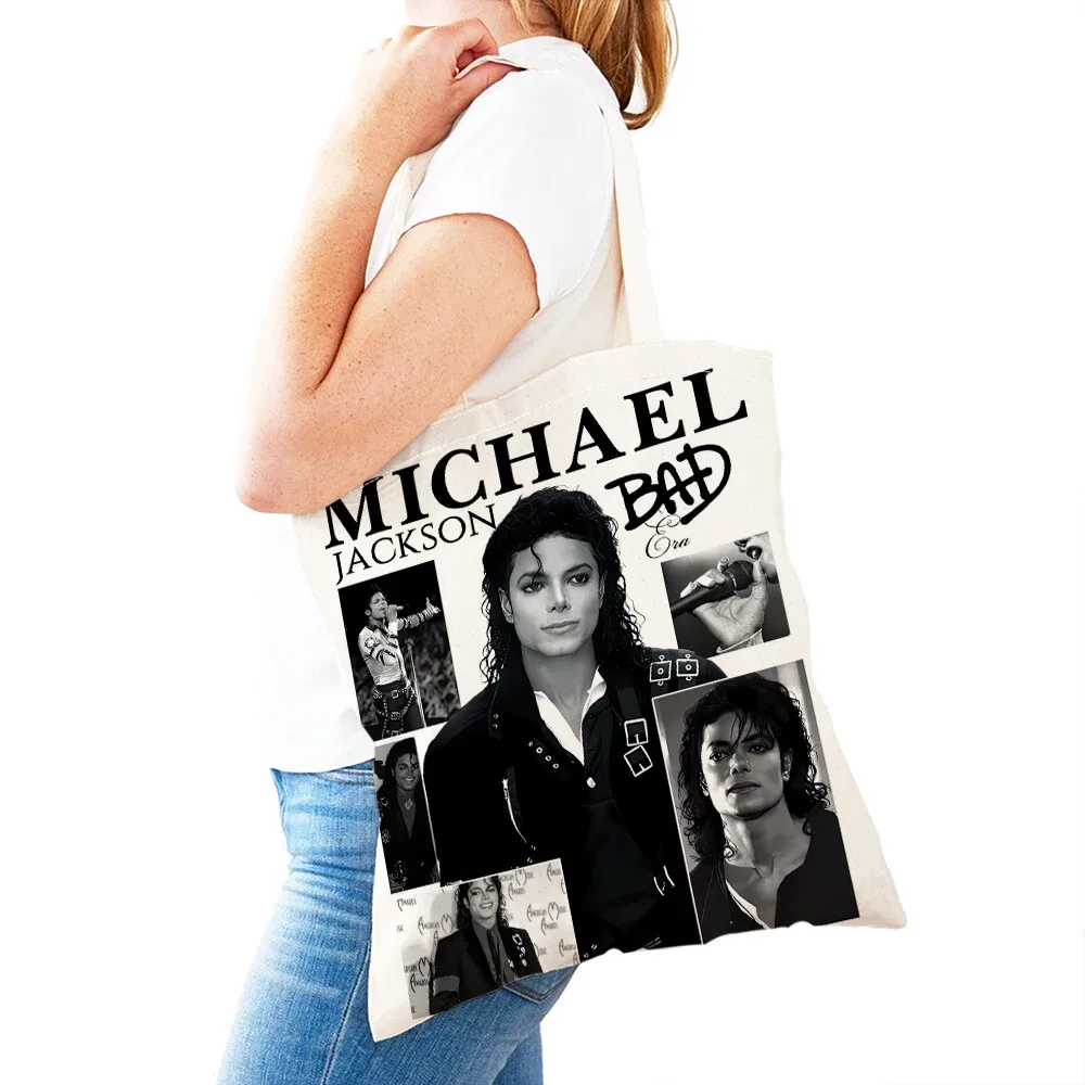 sacs à main michael jackson lady, double impression, super star, sac fourre-tout pour femme, léger, album, sac à main pour fille