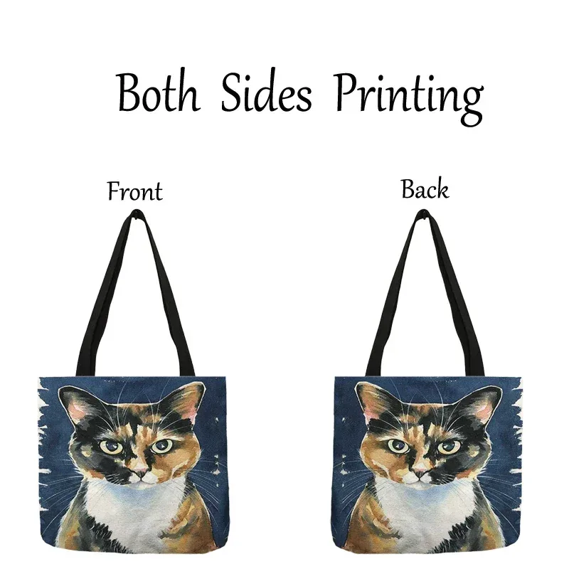 sac à bandoulière imprimé chat noir pour femmes, fourre-tout, sacs à main, peinture artistique animale, sac de shopping graphique pour boutique, supermarché, fourre-tout de plage