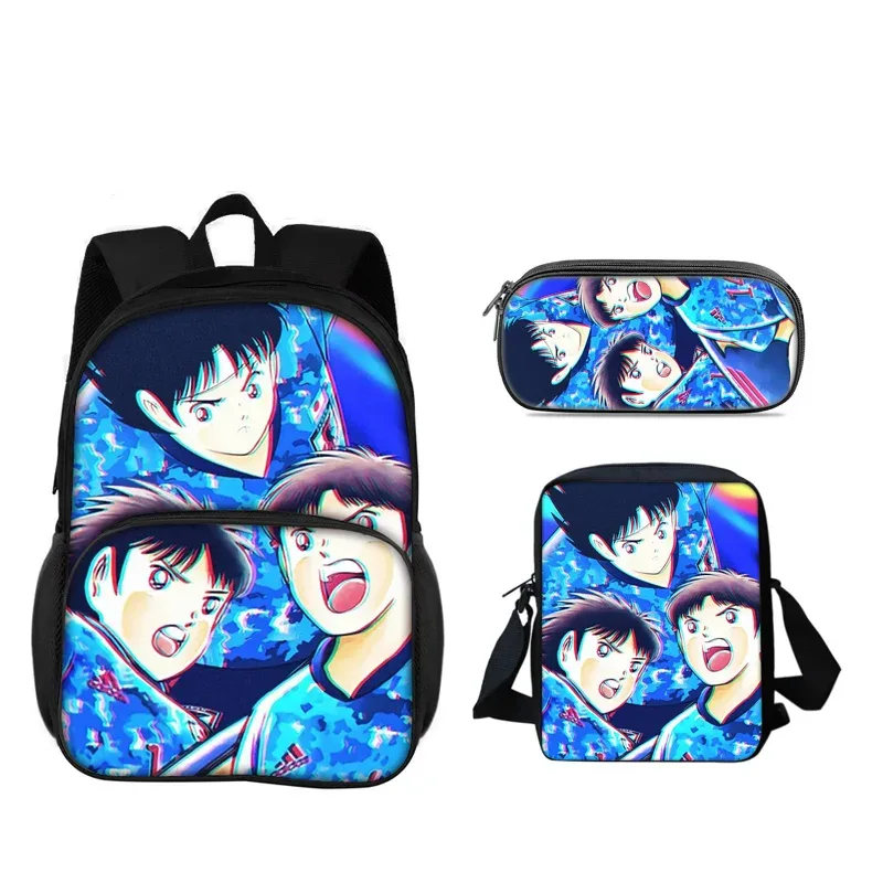 sac à dos captain tsubasa, sac à stylos, sac à bandoulière, ensemble de 3 pièces, polyvalent, pour garçon ou fille, meilleur cadeau d'anniversaire