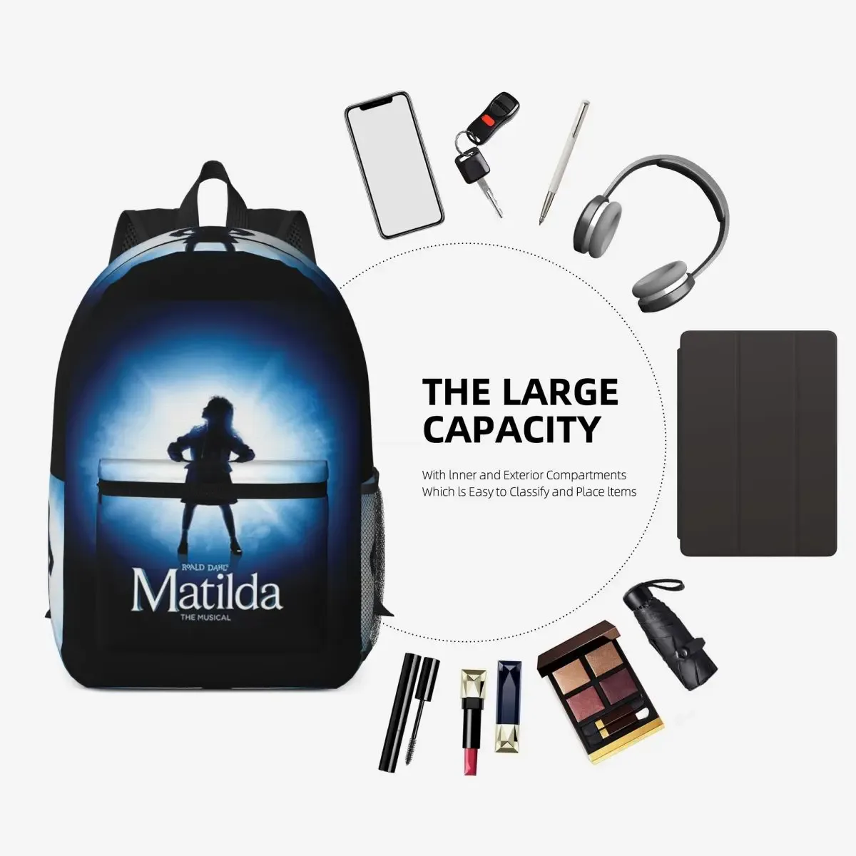 roald dahl matilda the musical sac à dos pour garçons et filles, sac d'école pour enfants, sacs à bandoulière pour ordinateur portable pour hommes et femmes