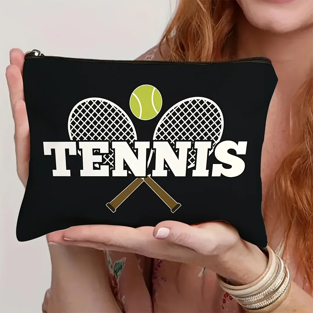 sac de maquillage sur le thème du tennis, cadeau pour les amateurs de tennis, pochette cosmétique de voyage légère et pliable pour femmes, sac de rangement de voyage