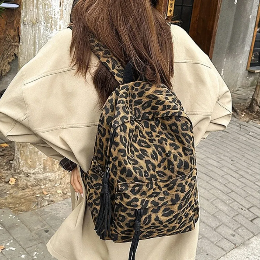 nouveau sac à dos tendance à imprimé léopard pour femmes, sac à dos de voyage décontracté polyvalent, sac à dos style spicy girl, tendance instagram