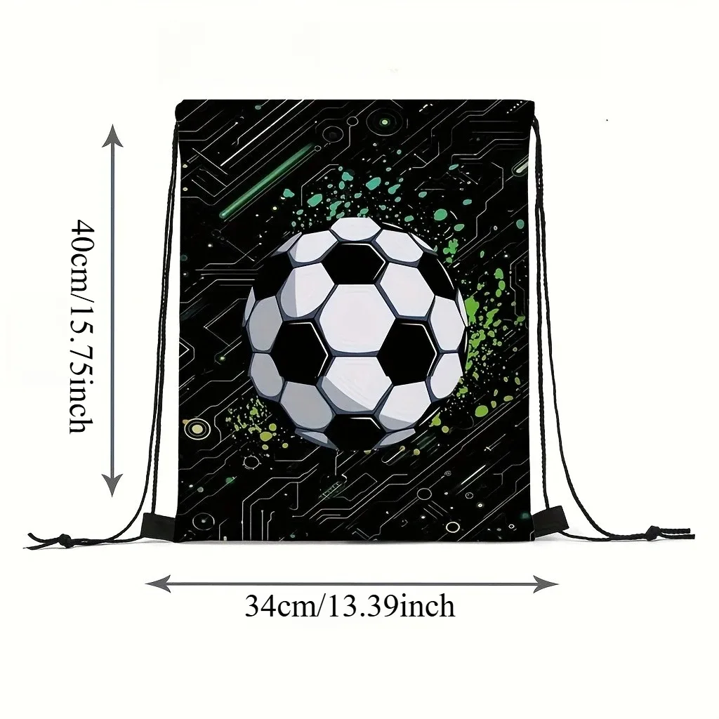 sac de sport à cordon de serrage imprimé football, sac à dos unisexe, motif créatif durable pour la randonnée et les voyages