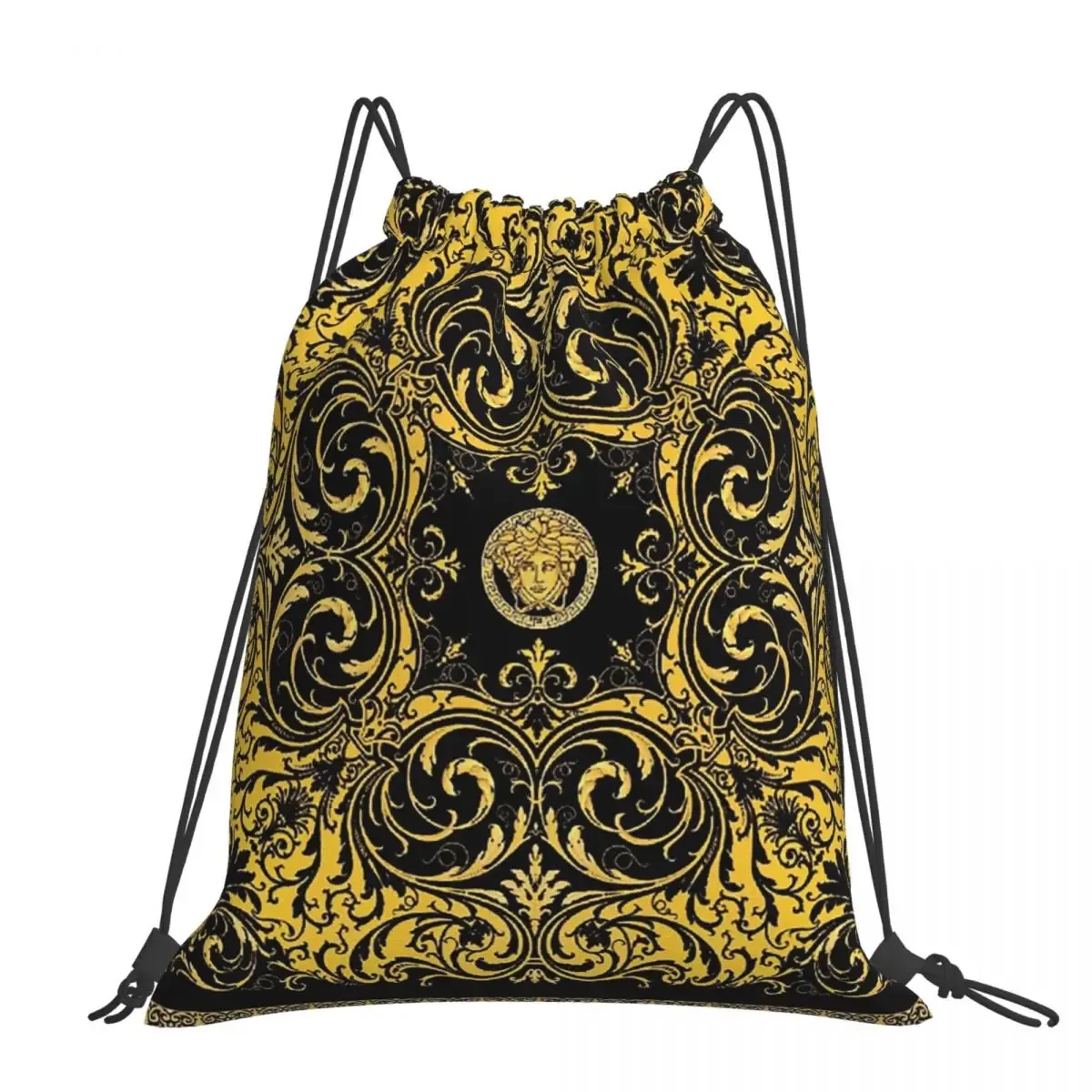 sacs à dos décoratifs dorés de style baroque, sacs à cordon portables, sacs à chaussures, sacs à livres pour homme et femme, pour l'école