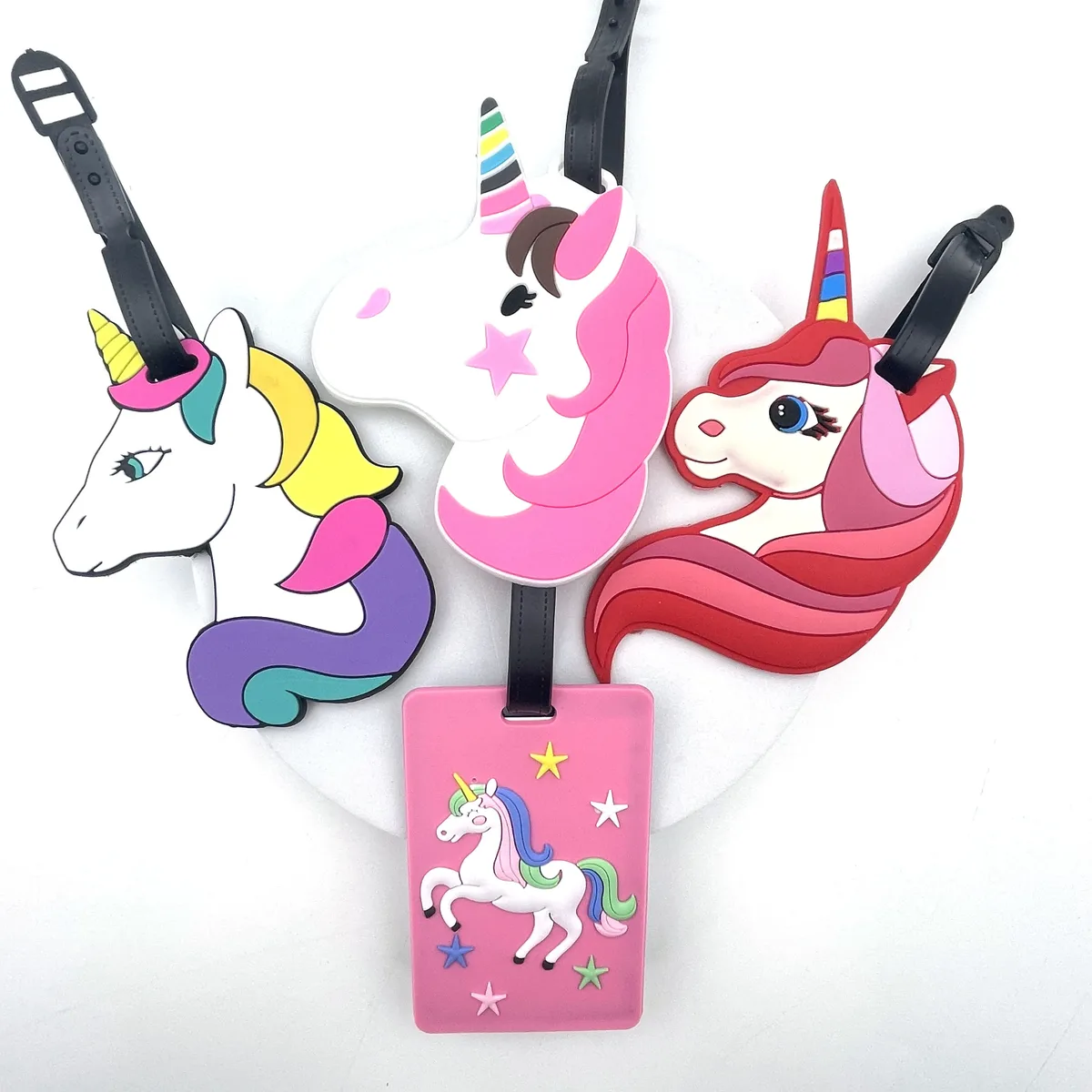 1 pièces mignon licorne cintre d'embarquement étiquette de bagage Station aéroport vérifier dans la boîte de chariot articles prévention de perte étiquette d'identification